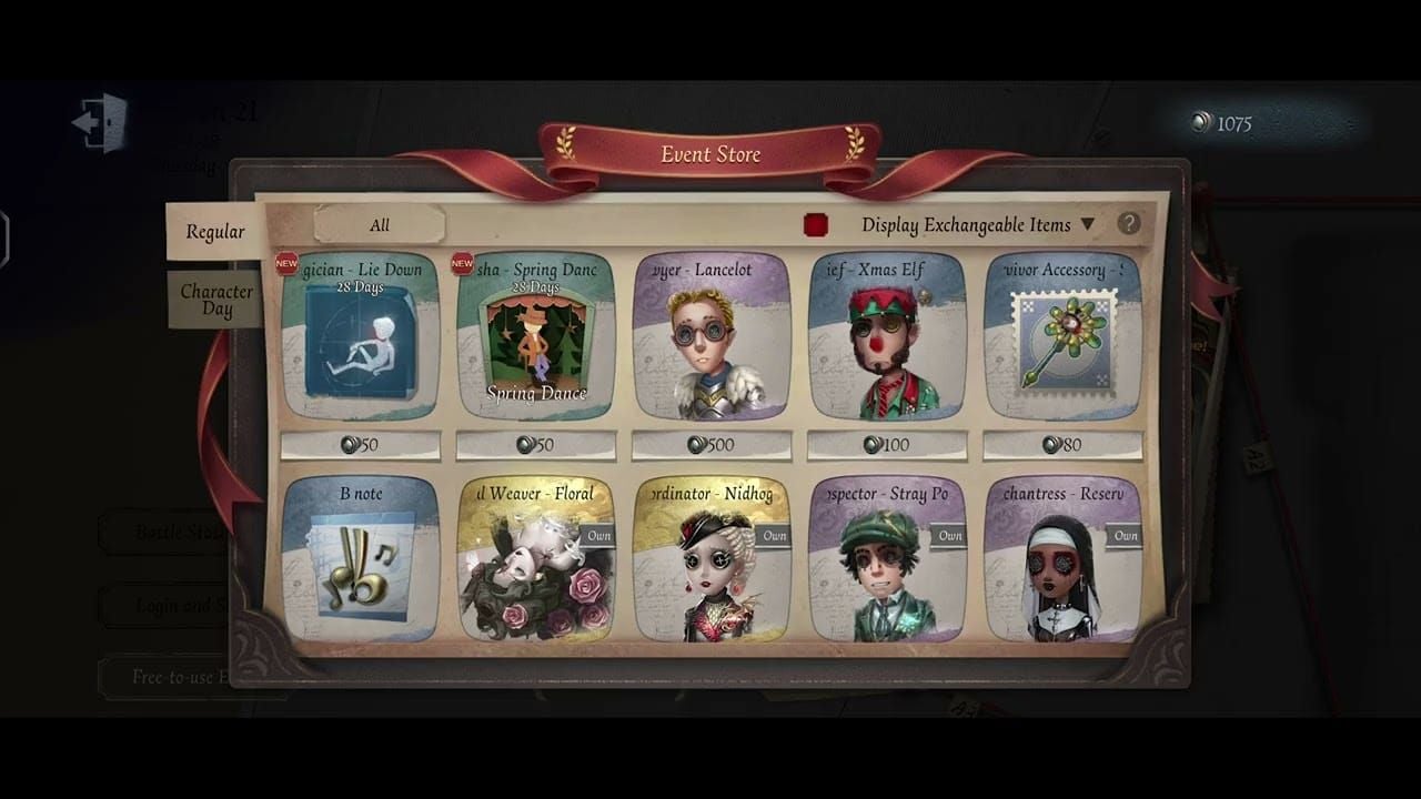 Identity V 게임 내 상점 인터페이스와 에코 번들
