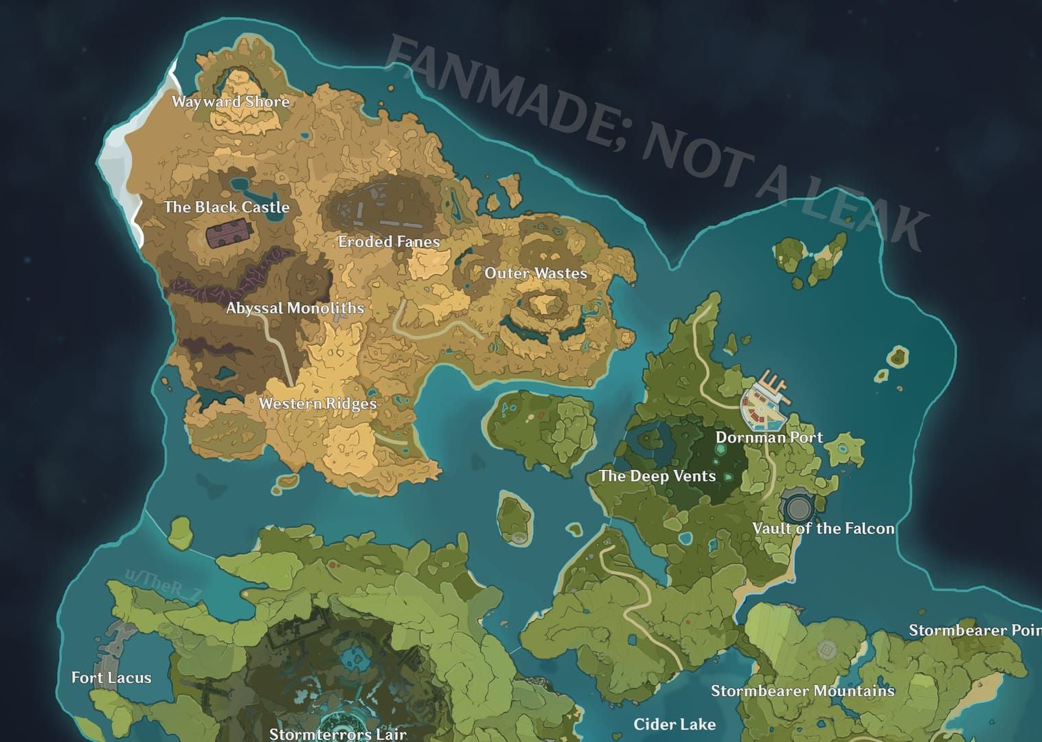 Genshin Impact Dornman Port region map overview