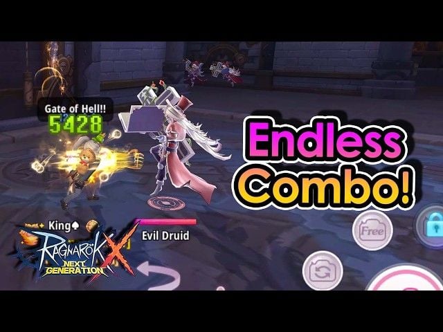 Vizuální efekt maximálního komba páté úrovně v Ragnarok Crush