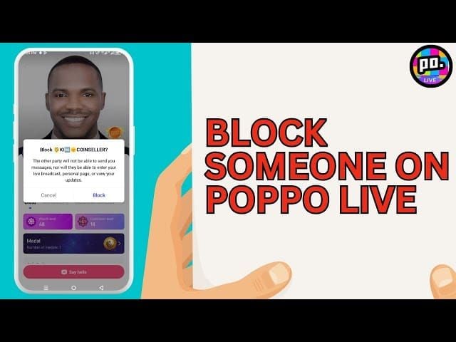 Poppo Live 使用者個人資料介面顯示封鎖使用者選項
