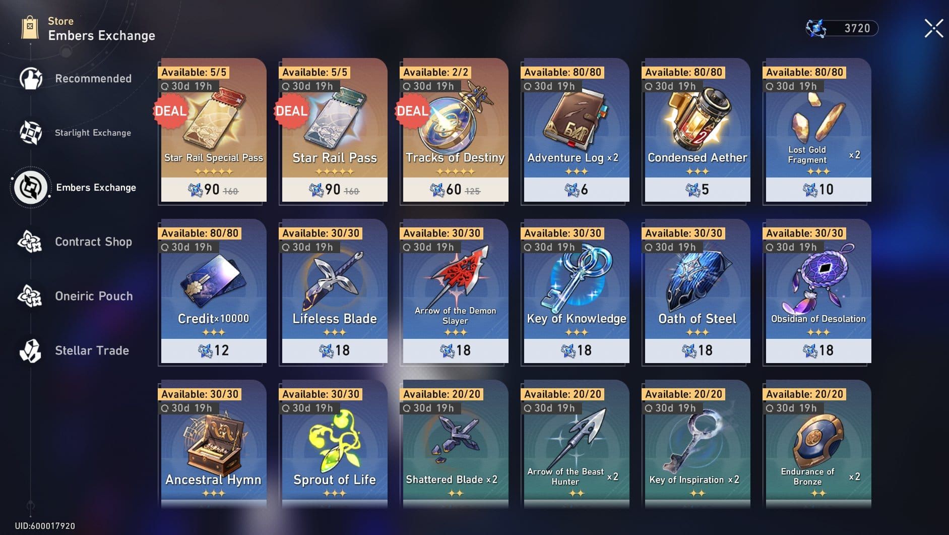 Honkai Star Rail in-game store interface with top-up options