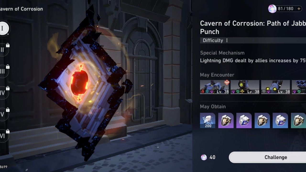 Interfejs domeny reliktów Path of Jabbing Punch w Honkai: Star Rail