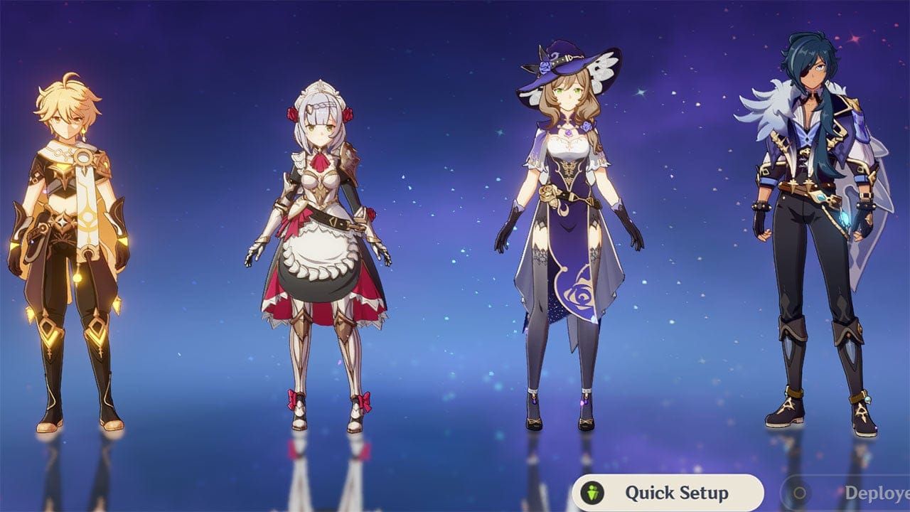 F2P team composition featuring Flins, Fischl, Aino, and Sucrose