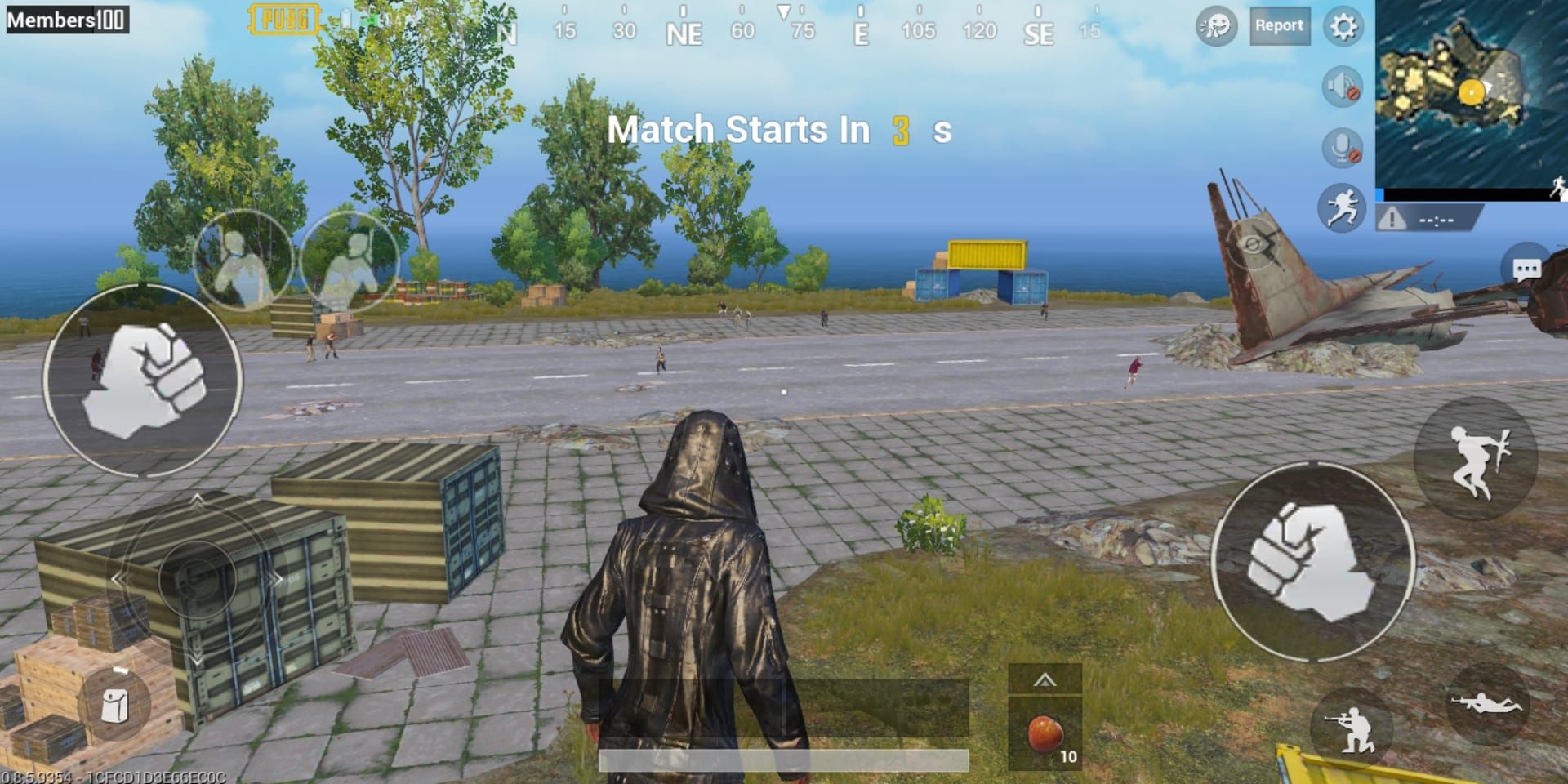 Skrin Spawn Island PUBG Mobile dengan pilihan pemilihan peranan pasif