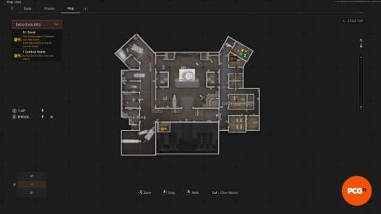 Arena Breakout Armory map with key landmarks and spawn navigation paths