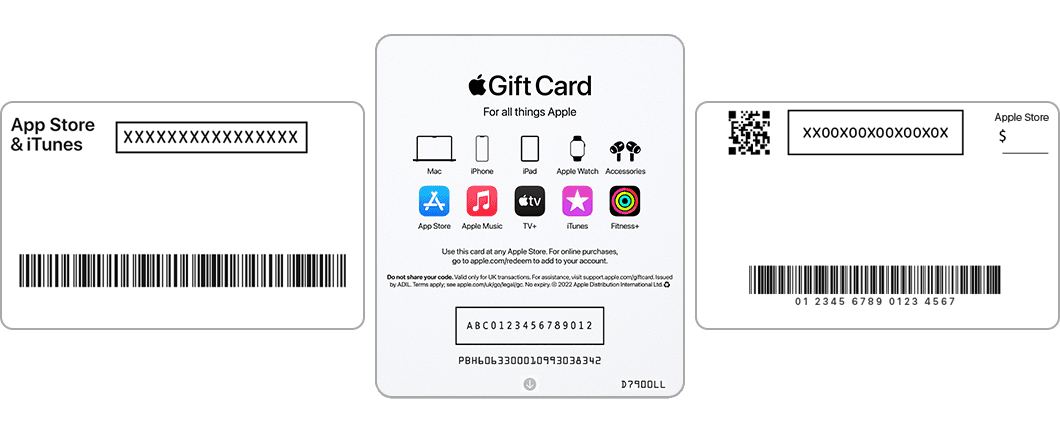 Widok 16-znakowego kodu Apple Gift Card