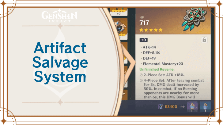 Genshin Impact Artifact Salvage interface showing conversion options