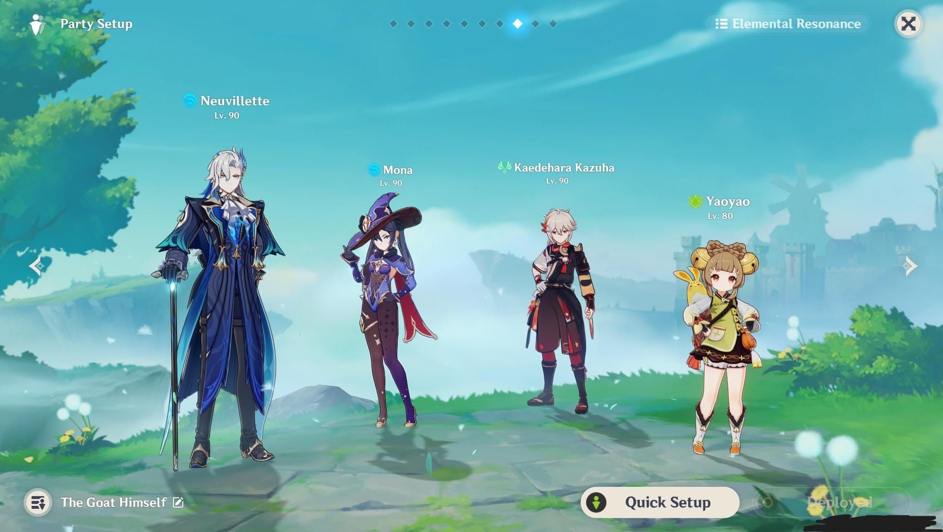 Genshin Impact team setup guide featuring Neuvillette, Furina, Kazuha, and Xilonen