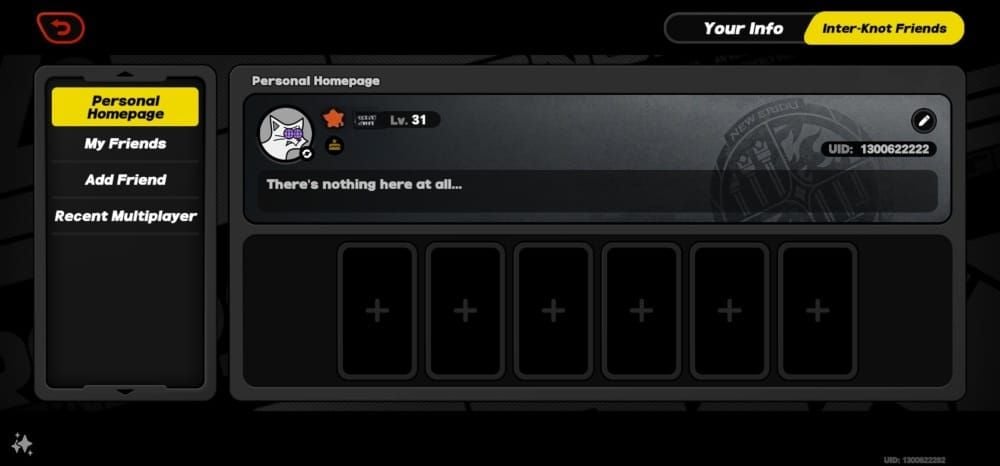 Zenless Zone Zero account settings showing UID location for top-up purposes
