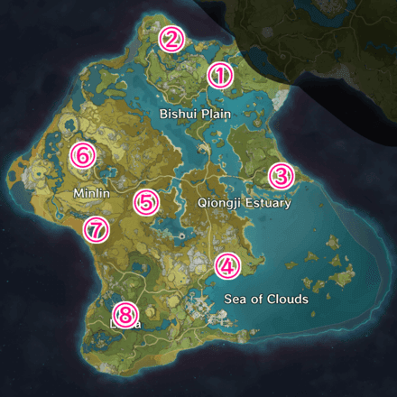Complete map showing all Unusual Hilichurl spawn locations in Genshin Impact