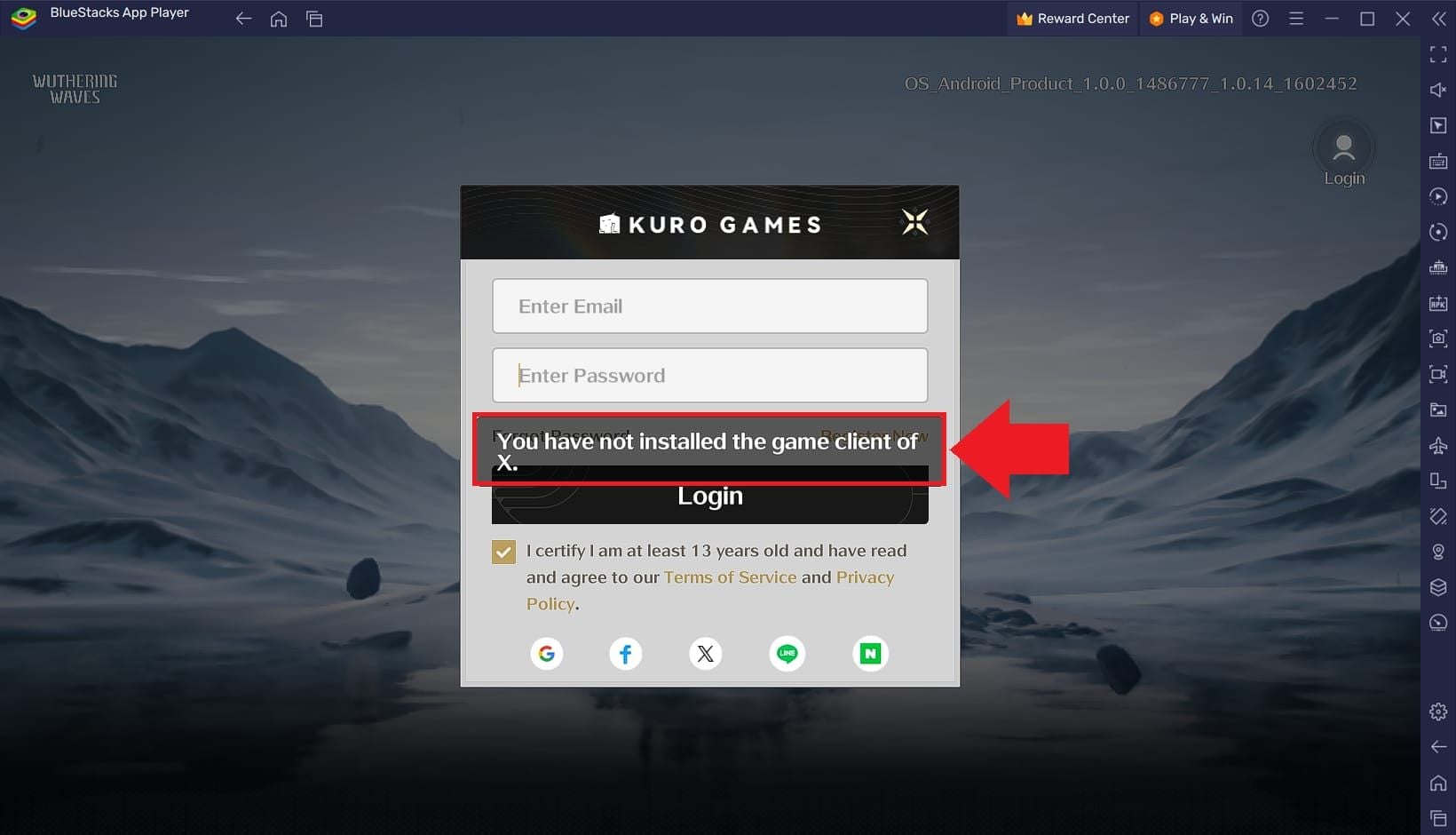 Wuthering Waves Kuro Games account login interface on Xbox