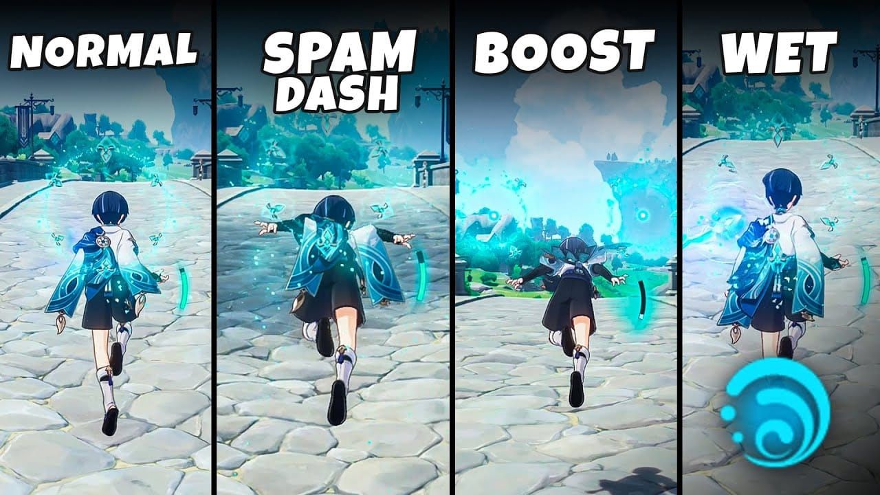 Genshin Impact Screenshot von Wanderers ausdauerbasiertem Flug mit Abklingzeit-UI