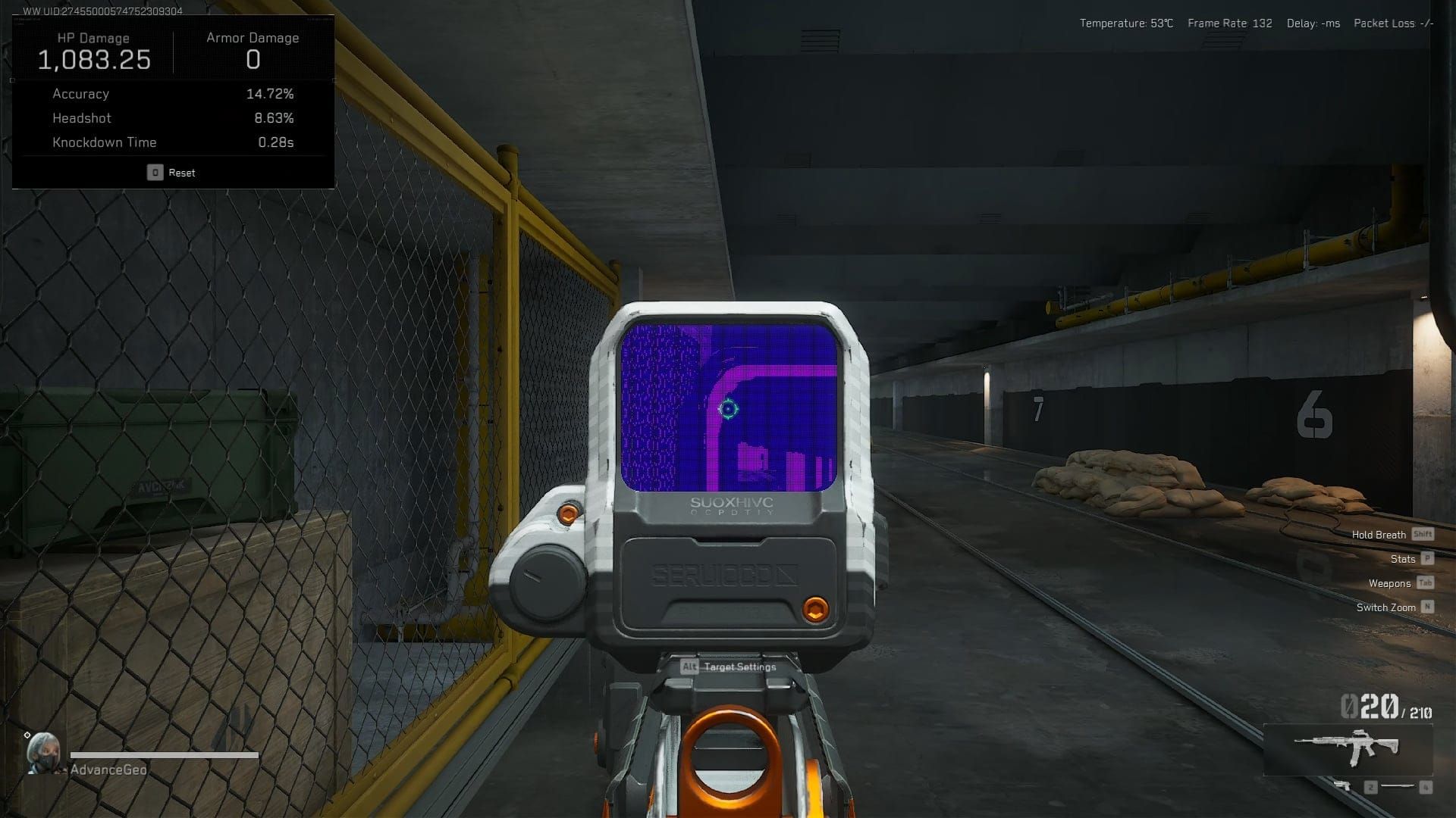 Intel Arc에서의 델타 포스 열화상 조준경 글리치 스크린샷