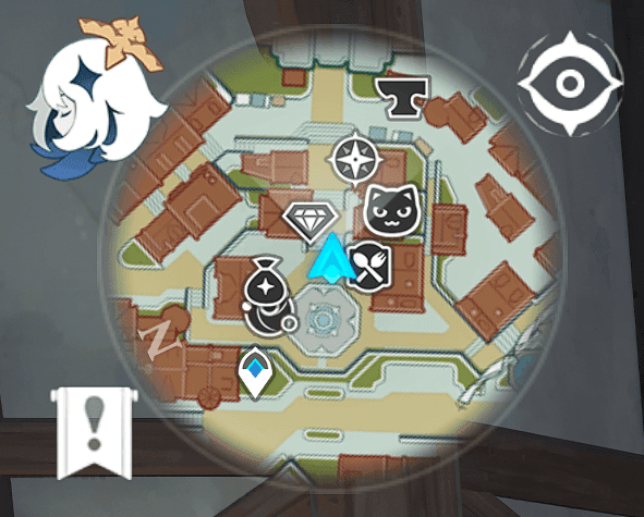 Genshin Impact game screen showing the Stellar Reunion button positioned near the mini-map