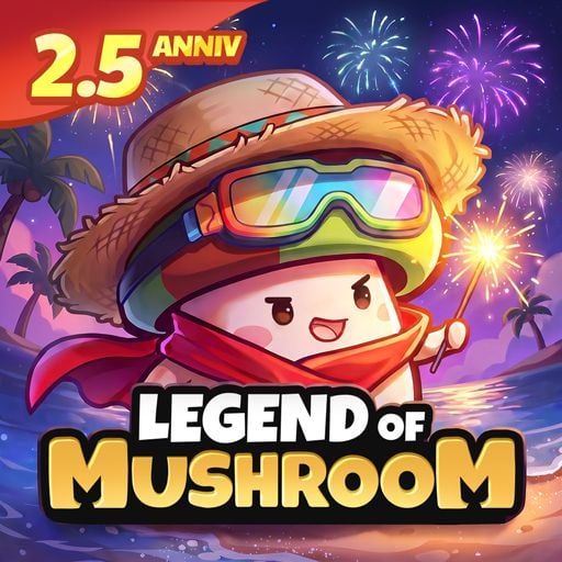Legend of Mushroom main campaign view showing the red circle beginner event icon on the right