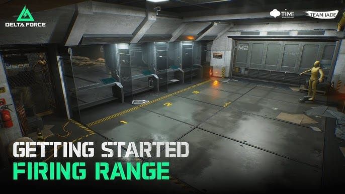 Настройка тренировочного полигона Delta Force, показывающая настенные мишени для упражнений по отработке паттернов отдачи