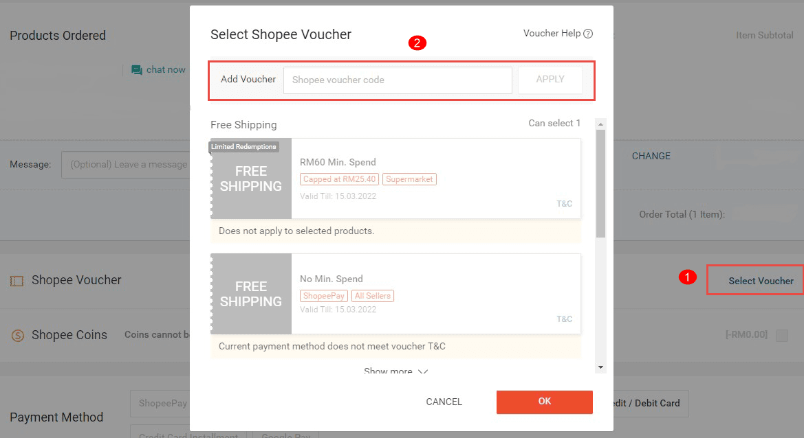 How to recharge Shopee Cash e-Voucher (MY)