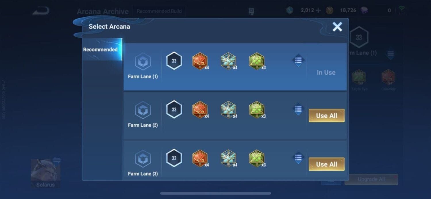 Panduan Honor of Kings ke Antaramuka Arkib Arcana dan naik taraf dalam menu Prep