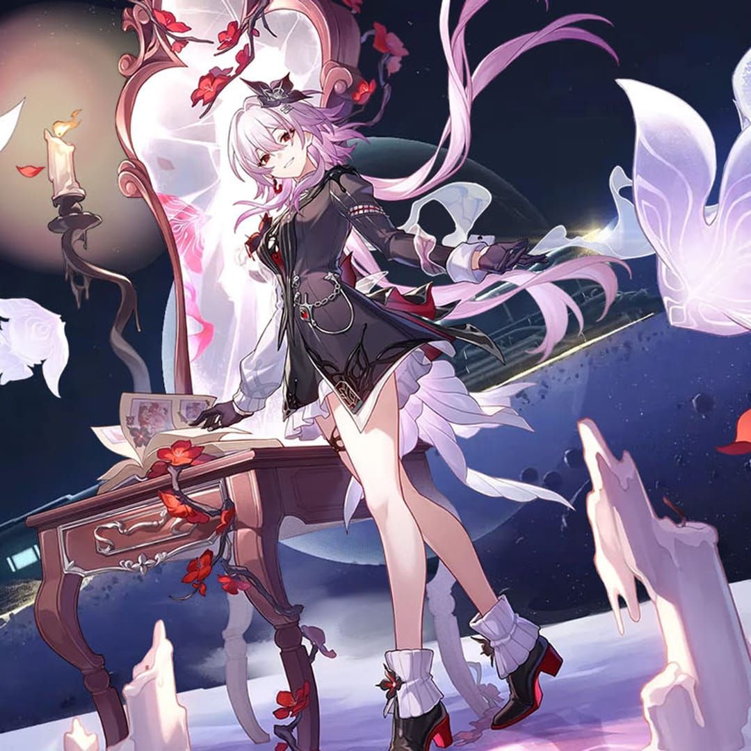 Karya seni rasmi Honkai: Star Rail bagi Evernight, watak 5-bintang Ice Remembrance dengan memosprite Evey