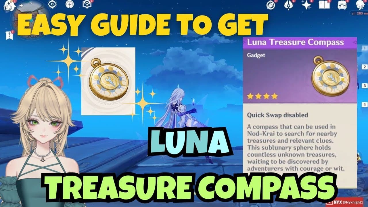 Captură de ecran Genshin Impact cu echipamentul Luna Compass Lv3