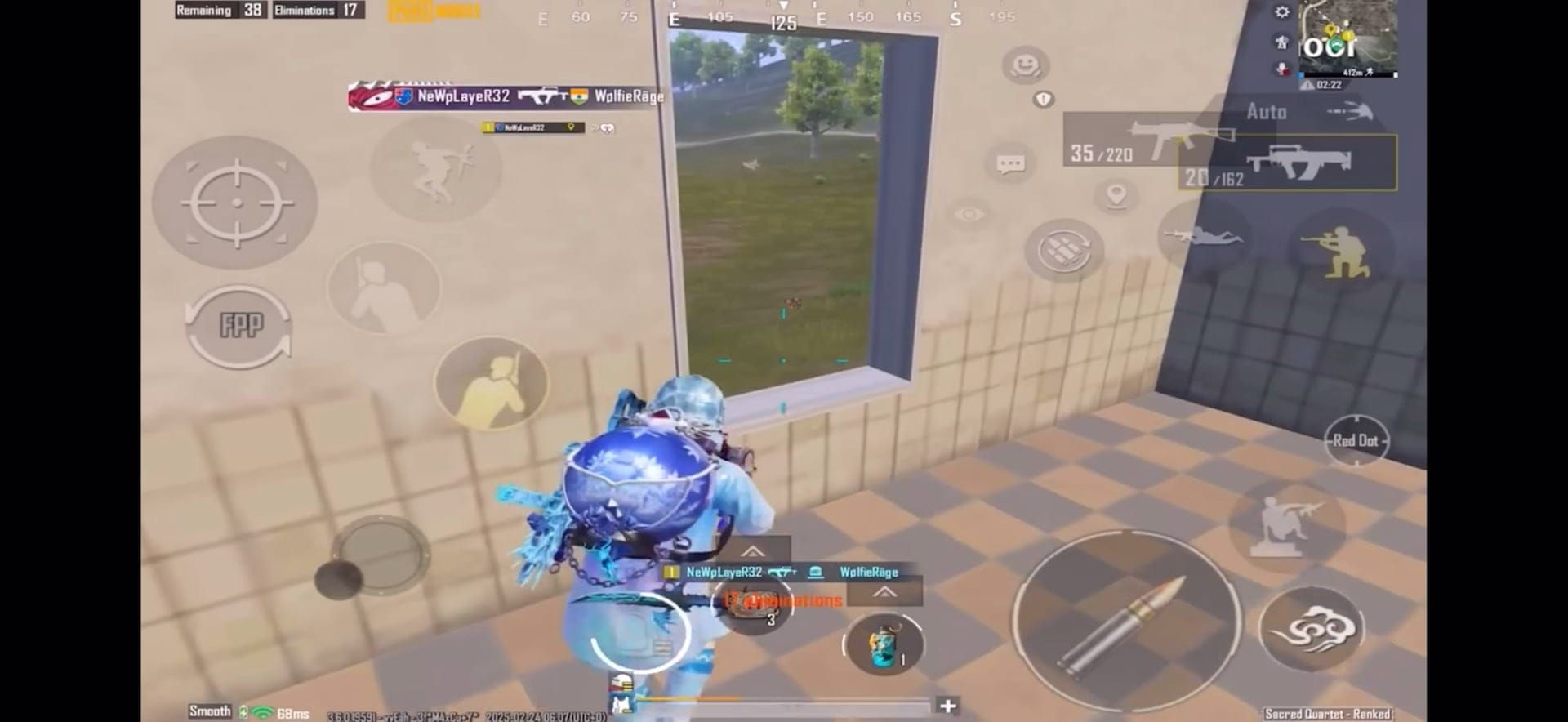 PUBG Mobile right-hand peek positioning demonstration showing tactical advantages