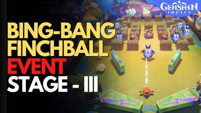 Genshin Impact Bing-Bang Finchball challenge screen displaying score thresholds and reward objectives