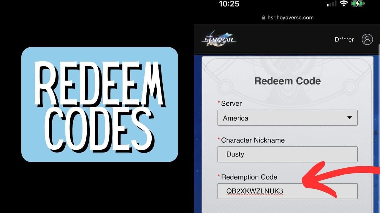 Official HSR code redemption webpage interface with gift code input field