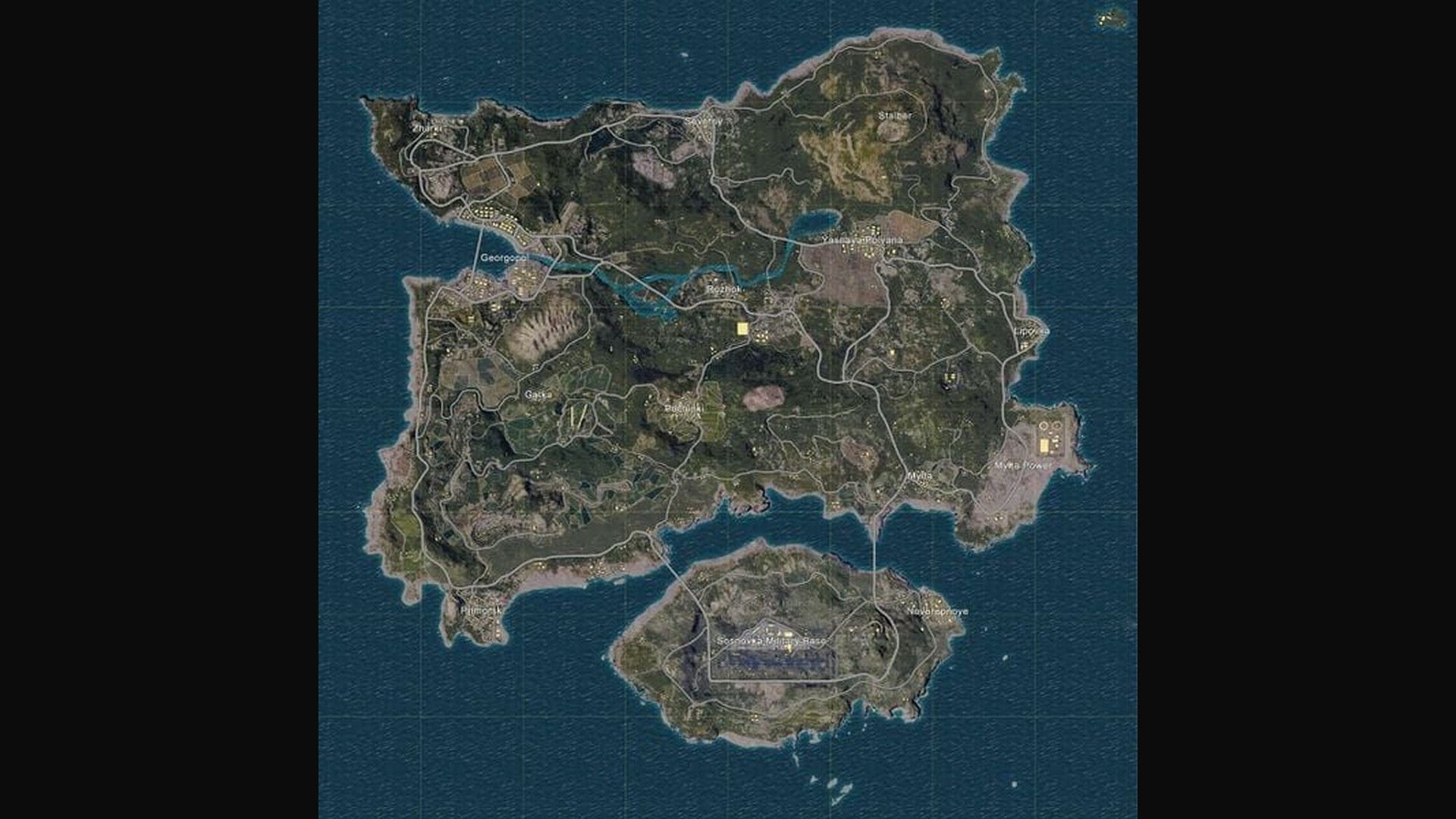 PUBG Mobile Erangel tactical map with landing zones for Ace Promotion Matches