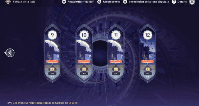 Ecranul de recompensă Genshin Impact Spiral Abyss pentru un clear de 36 de stele