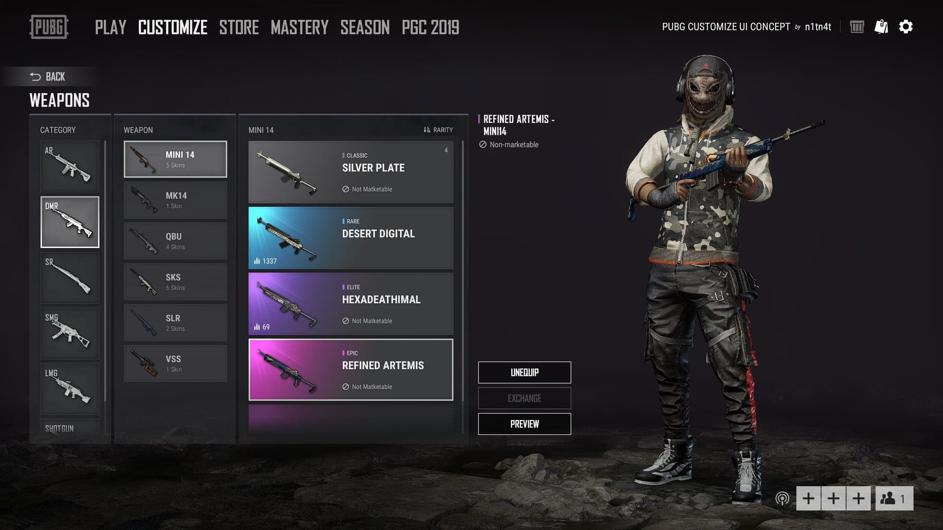 PUBG Mobile weapon customization screen showing professional M416 attachment setup