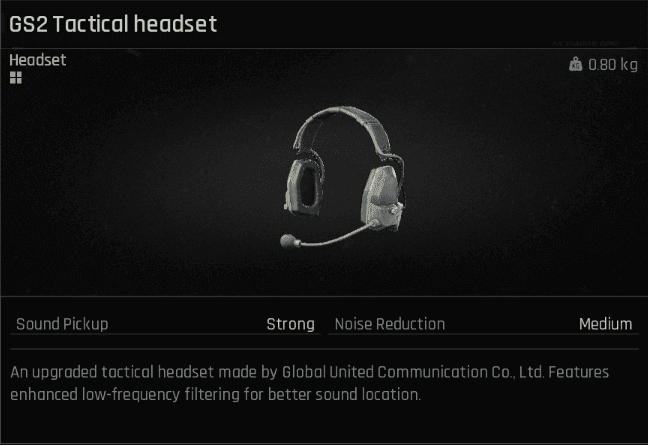 एरीना ब्रेकआउट में GS2 हेडसेट उपकरण स्क्रीन