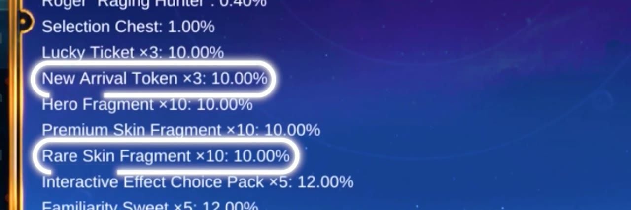 Magic Wheel Rare Skin Fragment and New Arrival Token rates