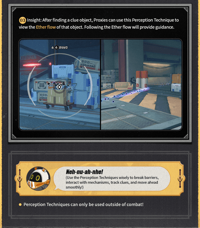 Investigation Zone gameplay showing Perception Techniques in Zenless Zone Zero