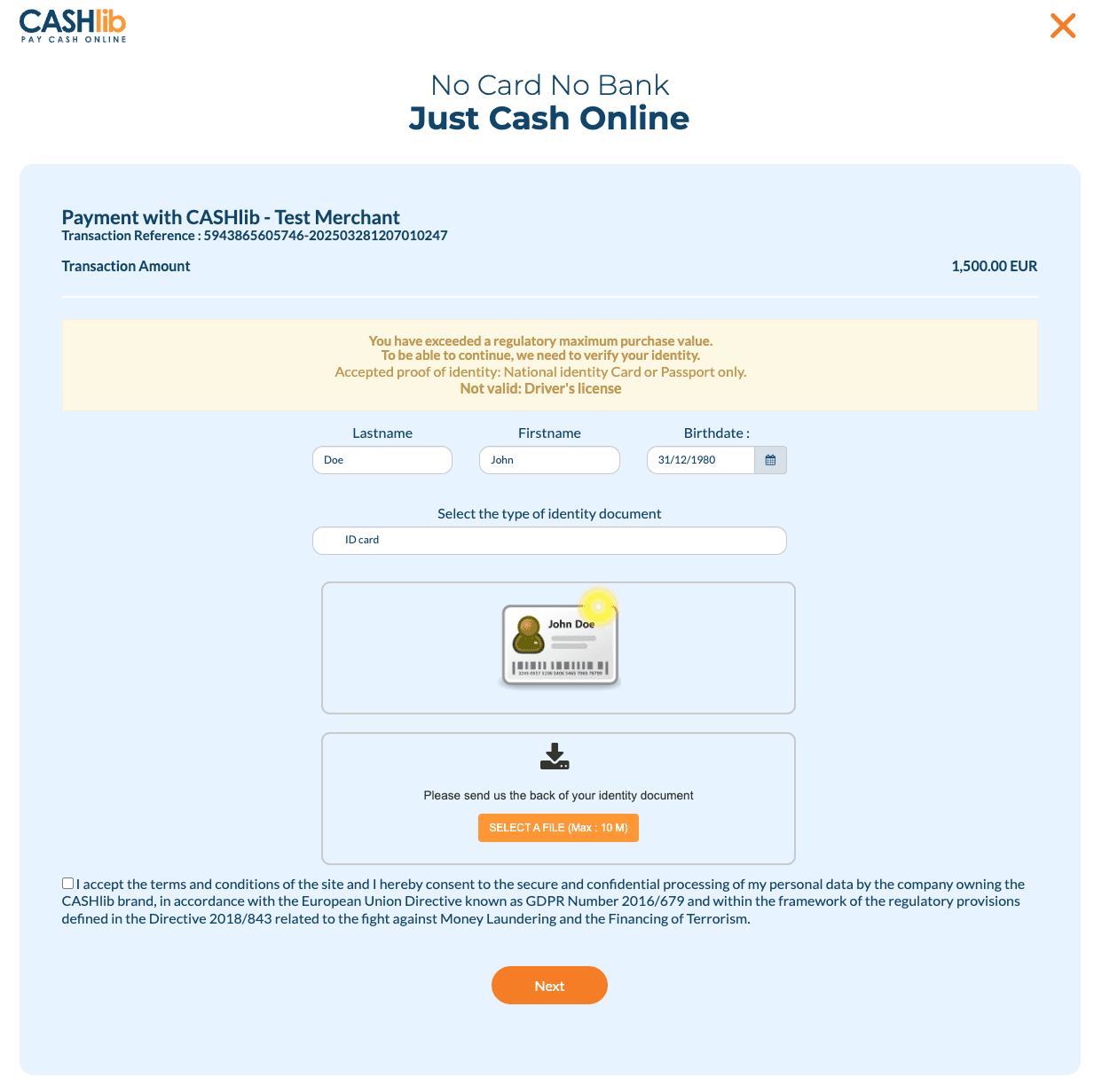 How to recharge CASHlib (EU)