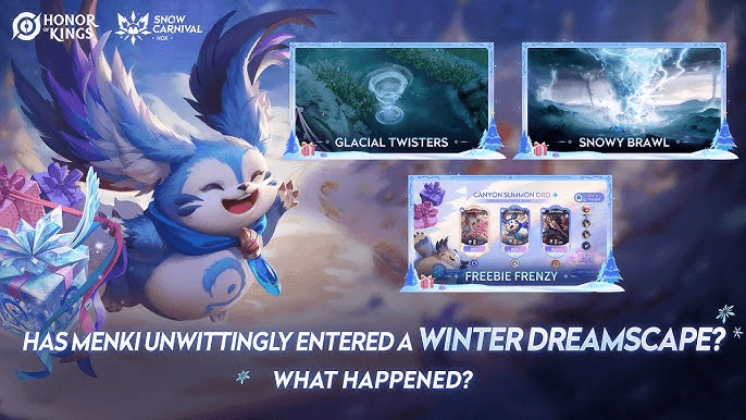Honor of Kings Winter Wonderland event interface displaying progressive unlock phases and rewards