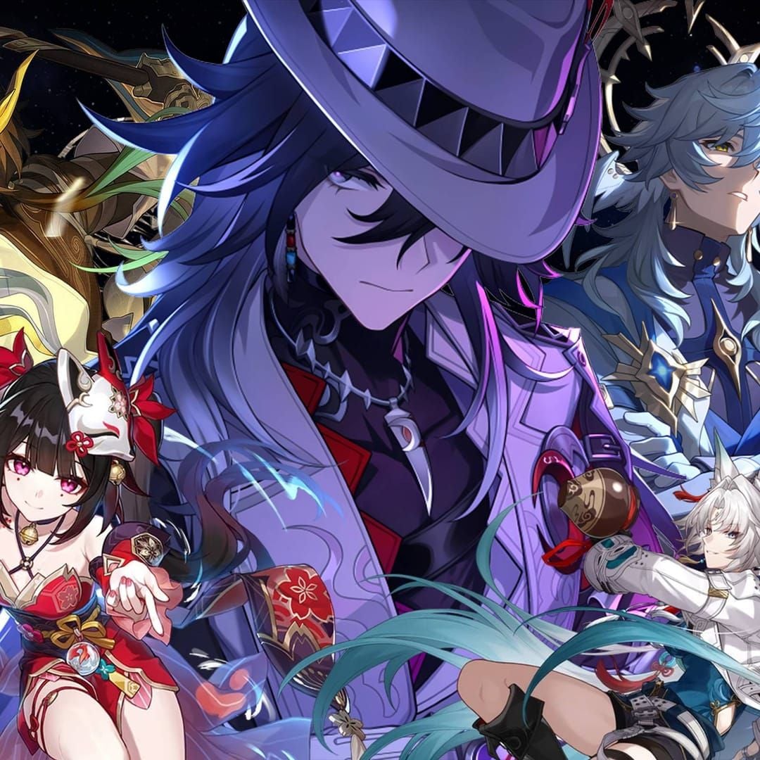 Zrzut ekranu najlepszego składu drużynowego z Ashveilem, Sundayem, Tribbie i Aventurinem z Honkai: Star Rail