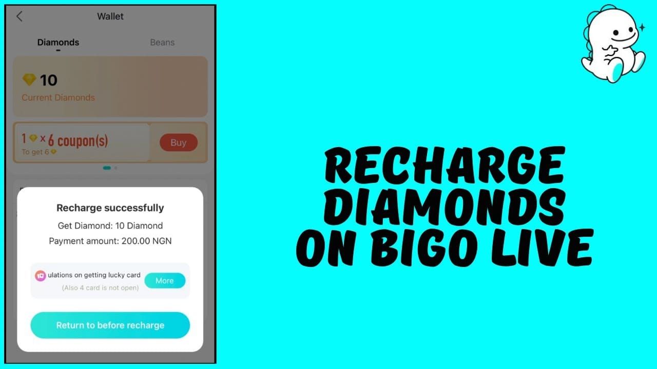 BIGO Live Desktop-Oberfläche zeigt die Position der Schaltfläche "Aufladen" in der Navigation