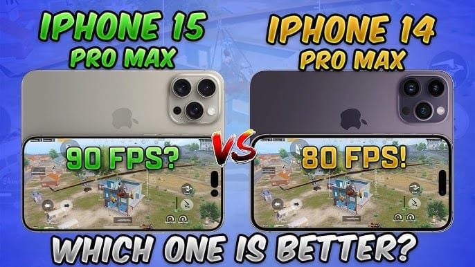 Performance comparison chart showing PUBG Mobile frame rates across different iPhone Pro models