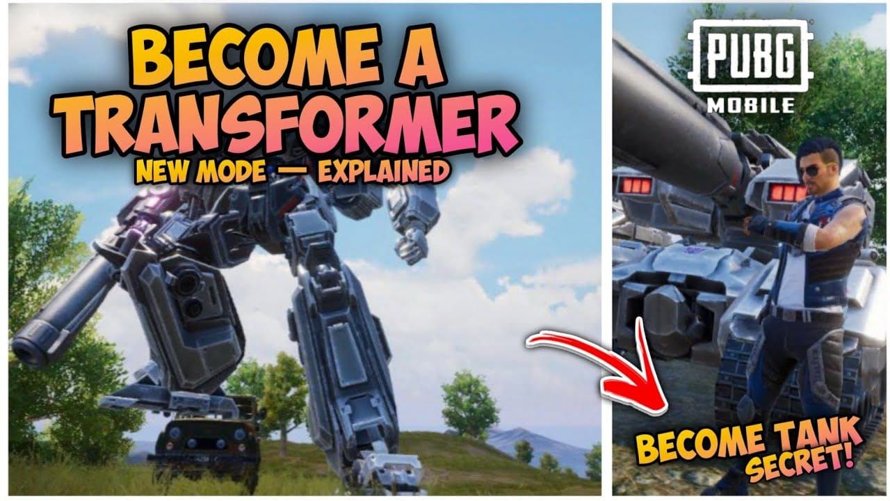 PUBG Mobile Electromagnetic Tank transformed into robot mode displaying combat capabilities