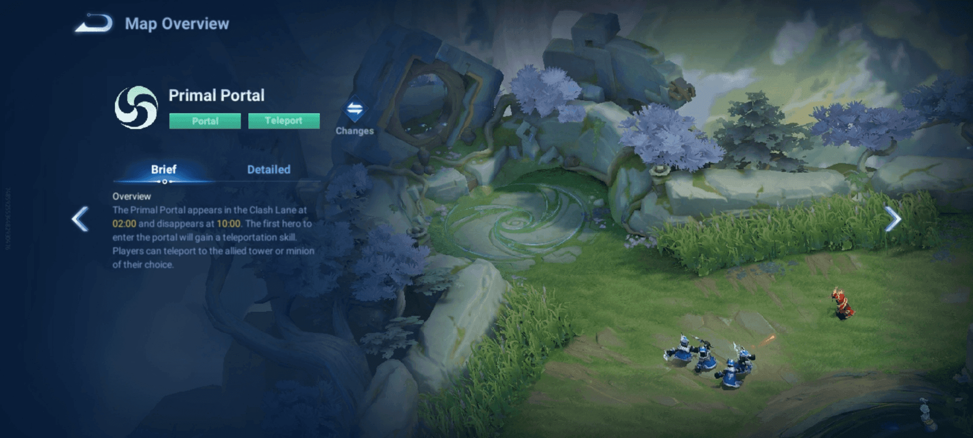 Honor of Kings game map showing Primal Portal location on Clash Lane