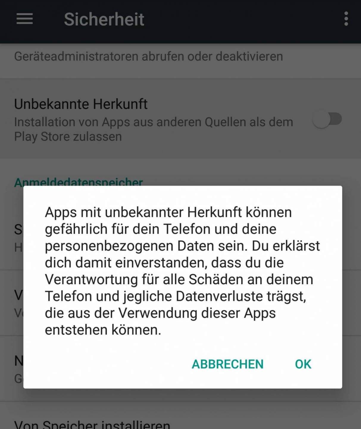 Warnung vor manipulierten APKs