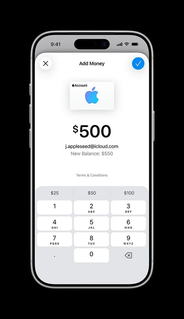 App Store Wallet interface displaying Apple Gift Card balance