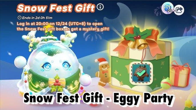 Snímek obrazovky uživatelského rozhraní Ranked režimu s ochranou hvězd Snow Fest v Eggy Party