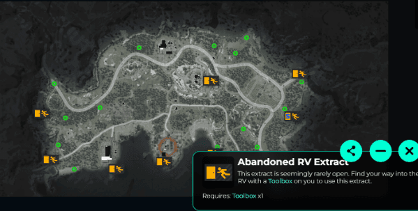 Mapa dos pontos de campismo em Arena Breakout Marulos