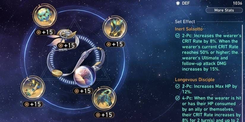 崩壞：星穹鐵道遺器截圖案例，生命% 軀幹，含擊破特攻、速度與效果命中副屬性