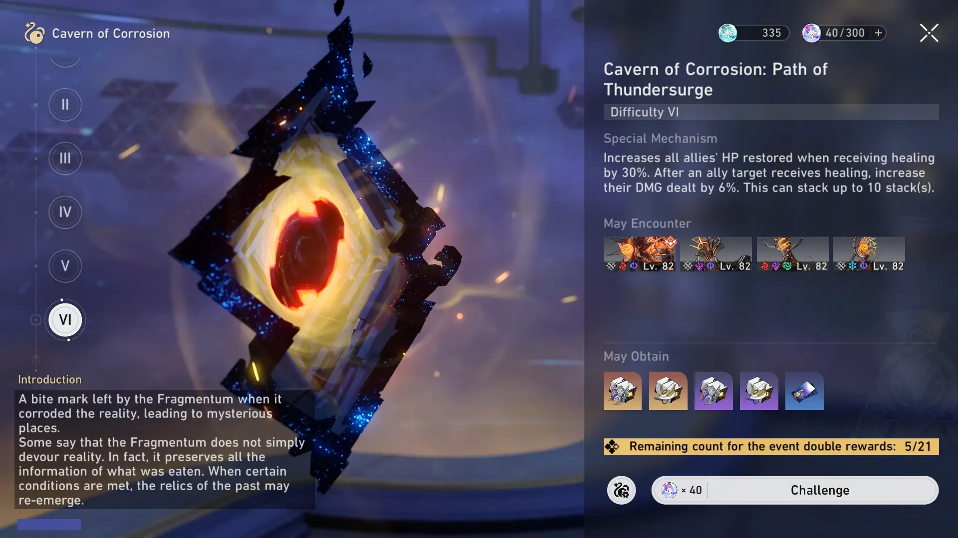Comparison of Cavern of Corrosion reward screens across different difficulty levels showing relic drop progression