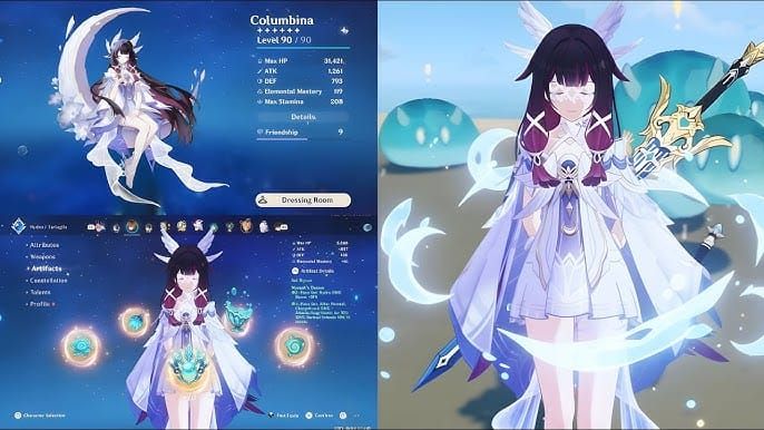 原神 25 词条下哥伦比娅使用晨星 4 件套 vs 绝缘 4 件套通关时间截图