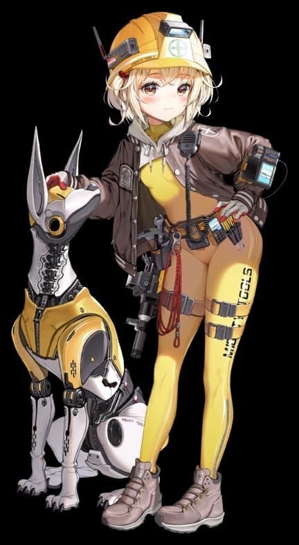 Artwork cu personajul Liter din Goddess of Victory NIKKE, suport universal pentru generarea de burst