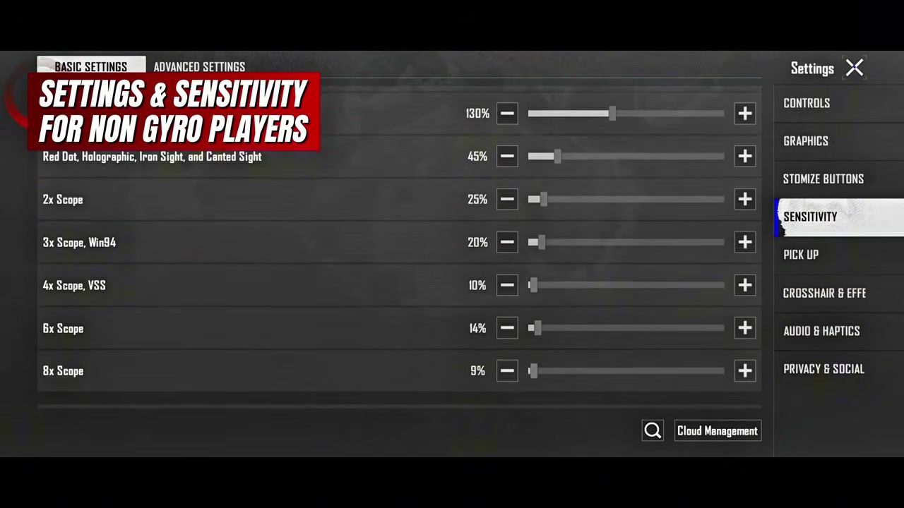 PUBG Mobile 4.5 non-gyro camera sensitivity 3 finger claw