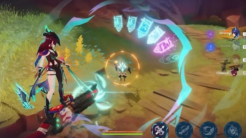 Chasca performing her Elemental Skill in aerial combat mode